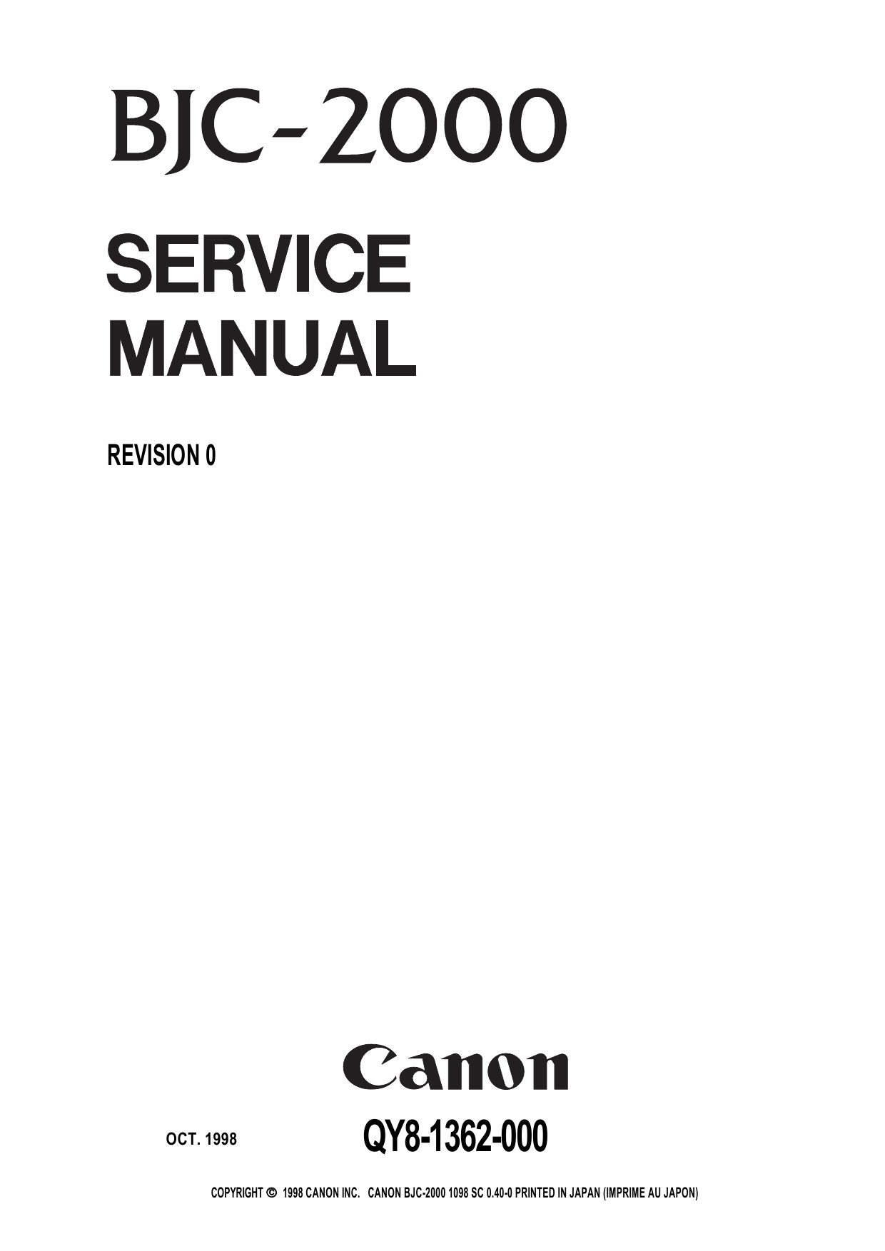 Canon BubbleJet BJC-2000 Service Manual-1